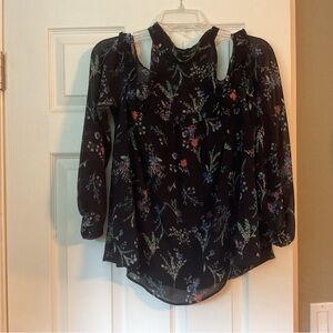 Lush Black Floral Women's Blouse